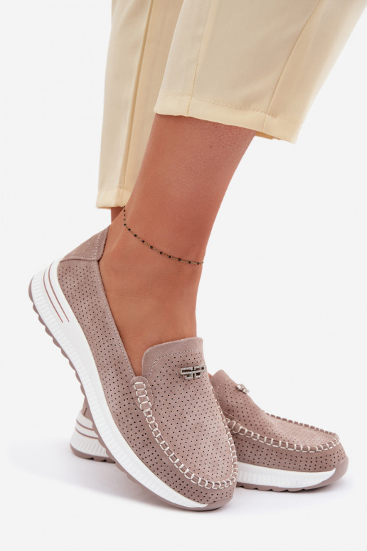 dames mocassinsOpturalnego van suèdeu beige Demela