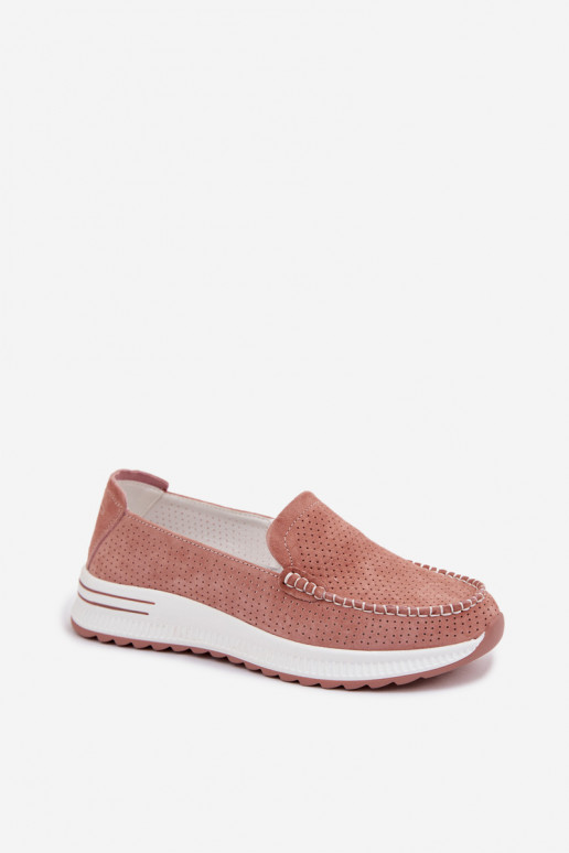 Suède mocassins Dames roze Pevina