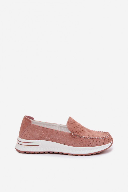 Suède mocassins Dames roze Pevina