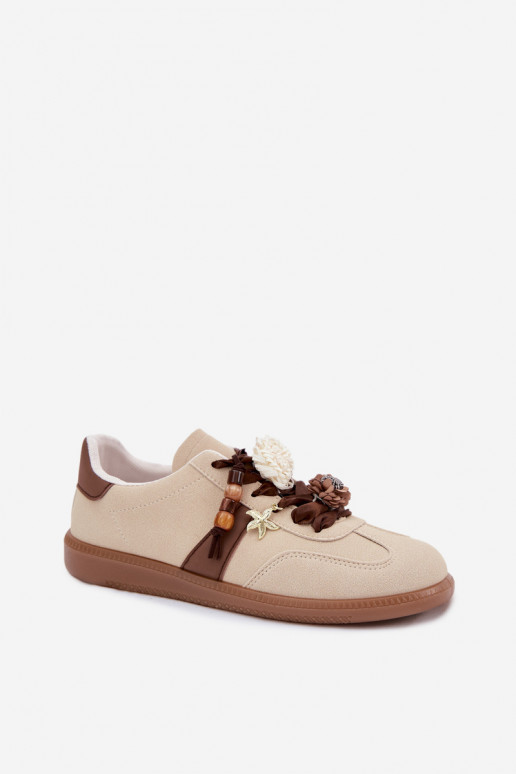 Sneakers model schoenen Dames met mooie details beige Lelora