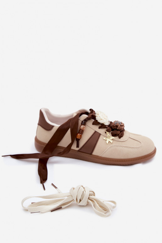 Sneakers model schoenen Dames met mooie details beige Lelora