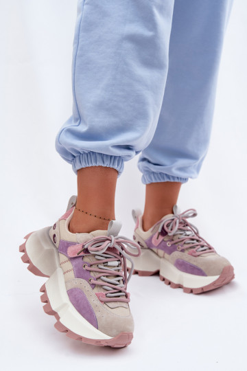 Leer van suède Sneakers model schoenen Dames GOE TT2N4026 Paars