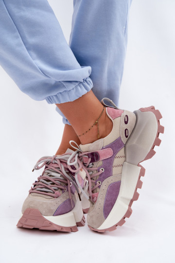 Leer van suède Sneakers model schoenen Dames GOE TT2N4026 Paars 2