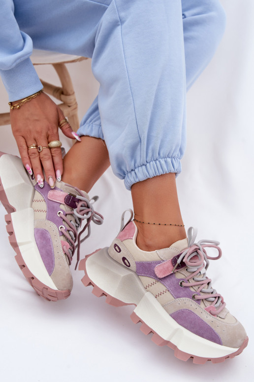 Leer van suède Sneakers model schoenen Dames GOE TT2N4026 Paars