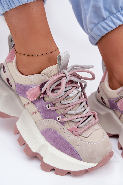 Leer van suède Sneakers model schoenen Dames GOE TT2N4026 Paars