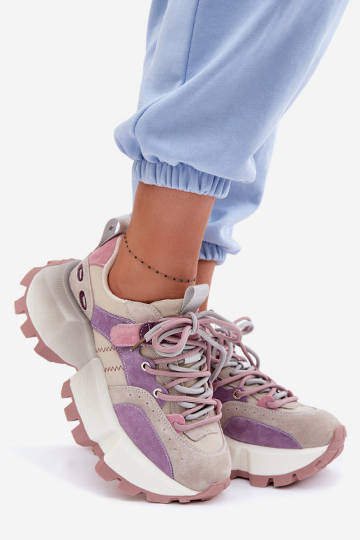 Leer van suède Sneakers model schoenen Dames GOE TT2N4026 Paars