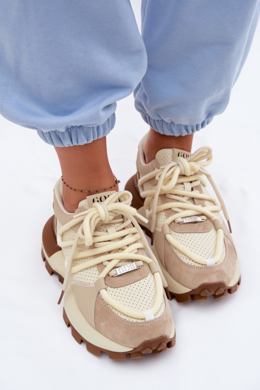 Leer van suède Sneakers model schoenen Dames GOE TT2N4021 beige