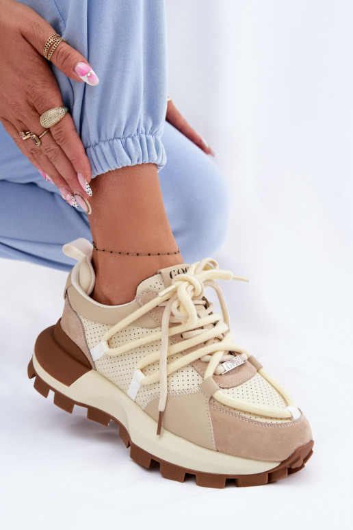 Leer van suède Sneakers model schoenen Dames GOE TT2N4021 beige