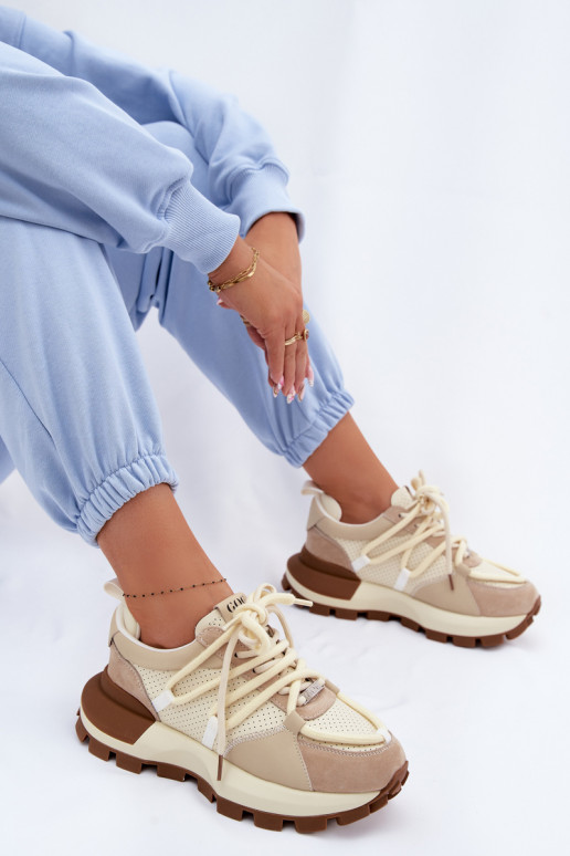 Leer van suède Sneakers model schoenen Dames GOE TT2N4021 beige