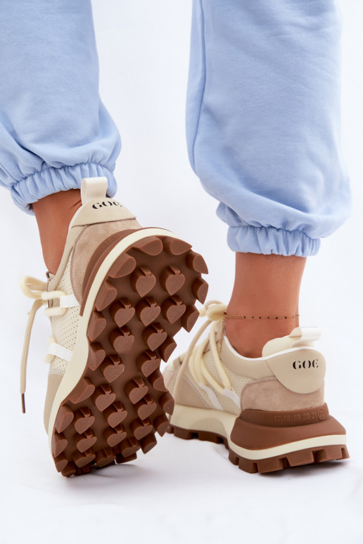 Leer van suède Sneakers model schoenen Dames GOE TT2N4021 beige