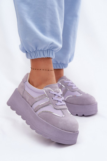Violette suède dames sportschoenen met platform GOE TT2N4054 2
