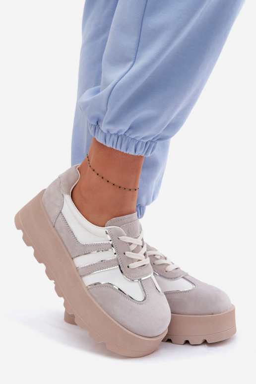 van suède Sneakers model schoenen met platform GOE TT2N4052 Initte kleur