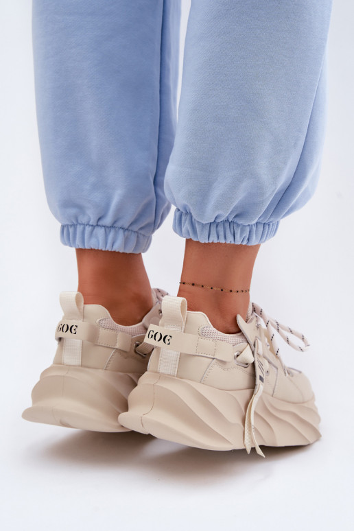 Leer Sneakers model schoenen Dames GOE TT2N4012 beige