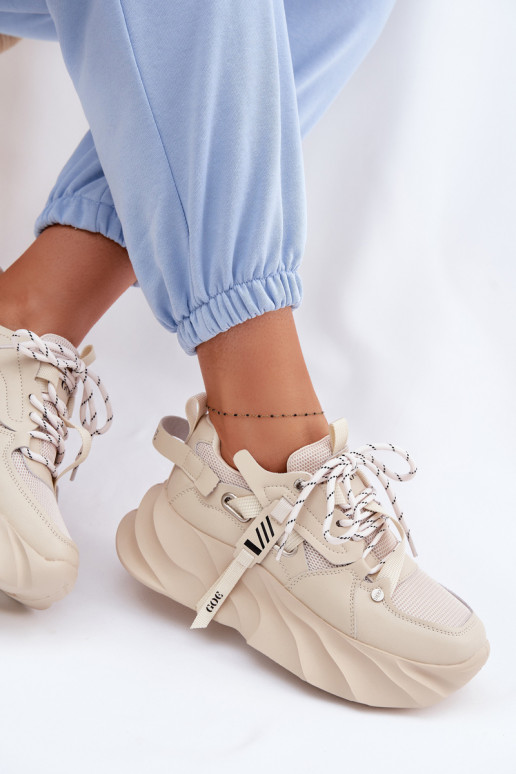 Leer Sneakers model schoenen Dames GOE TT2N4012 beige