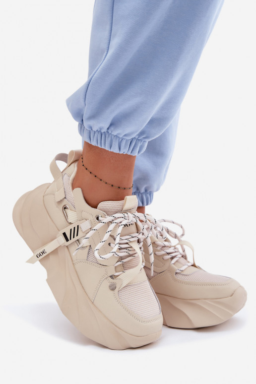 Leer Sneakers model schoenen Dames GOE TT2N4012 beige