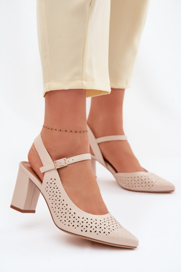 Ivoor kleurige opengewerkte sandalen met hakjes Sergio Leone SK447 2