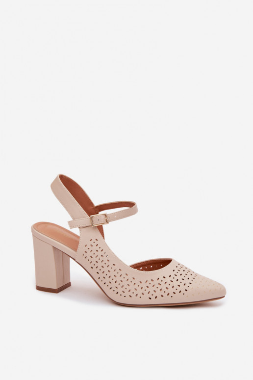 OpengeInerkte sandalen met hakken Sergio Leone SK447 ivoor