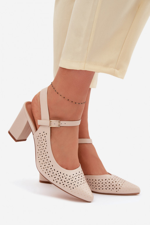 OpengeInerkte sandalen met hakken Sergio Leone SK447 ivoor