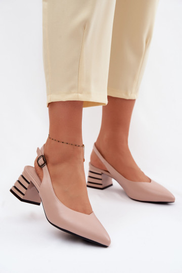 Zandkleurige dames sandalen met hakken Vinceza 62285 2