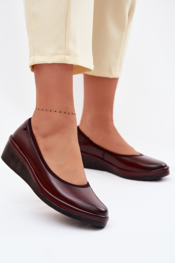 Bordeaux kleurige leren dames schoenen met platform Vinceza 39987 2