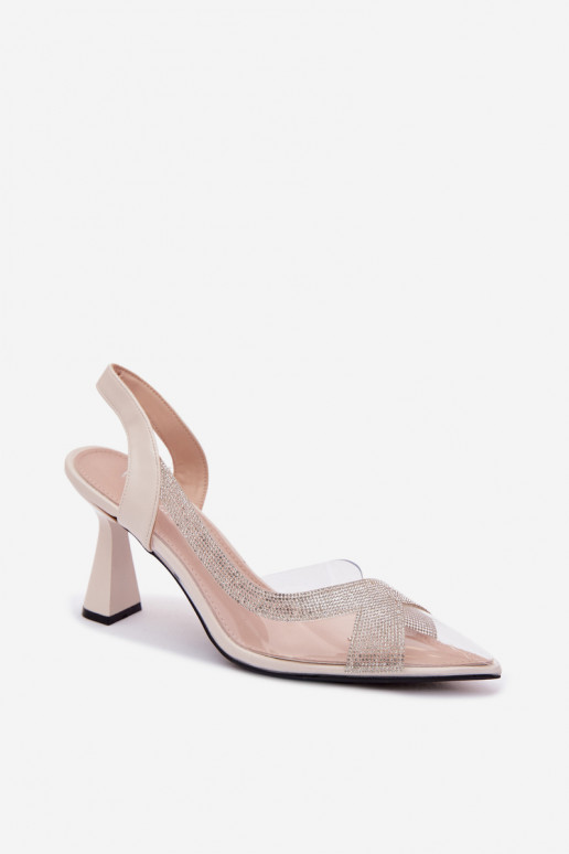 Perregimi sandalen met sprankelende gaten met hakken Vinceza 62282 ivoor