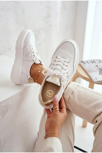 Leren dames sportschoenen met platform Vinceza 39976 wit