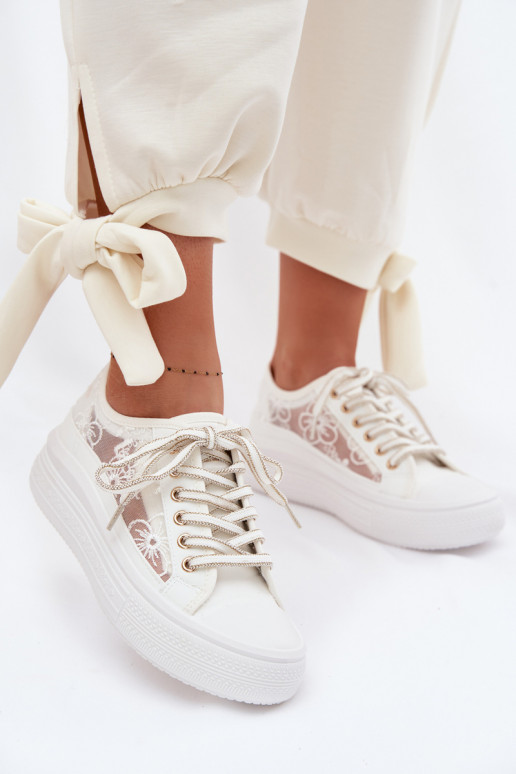 Vrijetijdsschoenen met kant met platform Lee Cooper LCIN-26-44-4480 Initte kleur