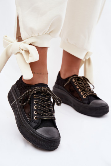 Casual schoenen met veters en plateau Lee Cooper LCIN-26-44-4479 zwart