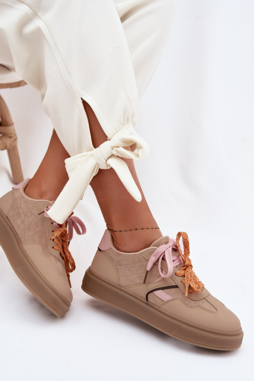 Sneakers model schoenen DamesPodInójnymi SznuróInkami bruine kleur Relisa