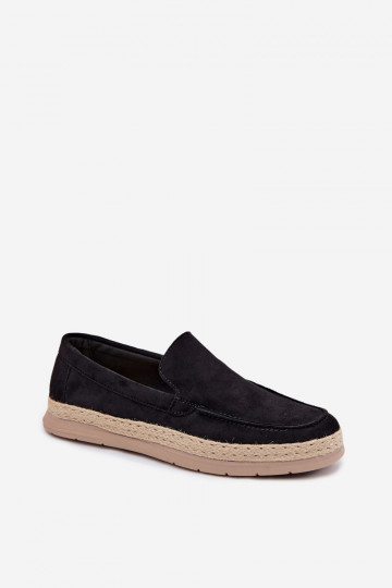 Heren mocassins espadrilles zwart Rexton