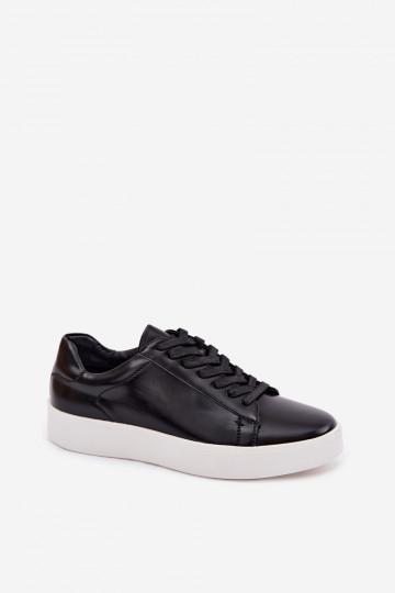 Heren sportieve schoenen van kunstleer zwart Velton