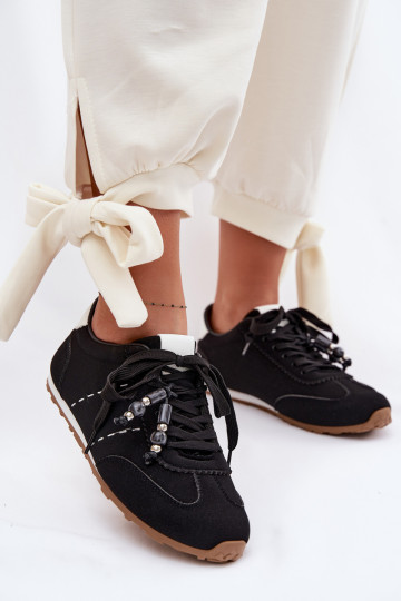 Dames lage sportieve schoenen met kralen zwart Galora 2