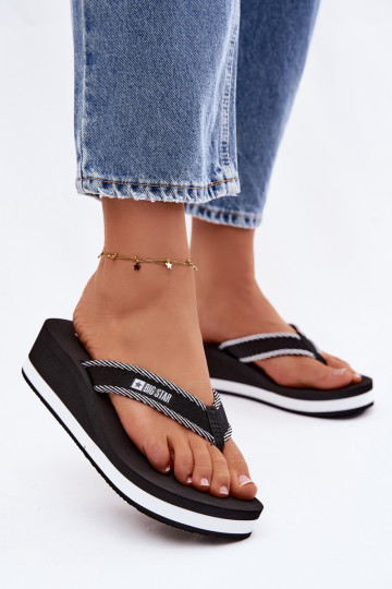 Dames slippers met plateau Big Star NN274A727 zwart 2