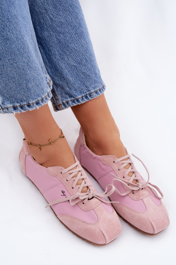Dames lage sportieve schoenen van suede Big Star TT274600 roze