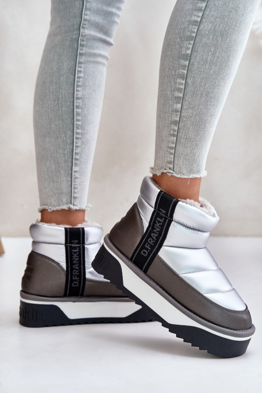 Laag SneeuIn laarzen Op dikke zool D.Franklin DFSH371010 zilvere kleur