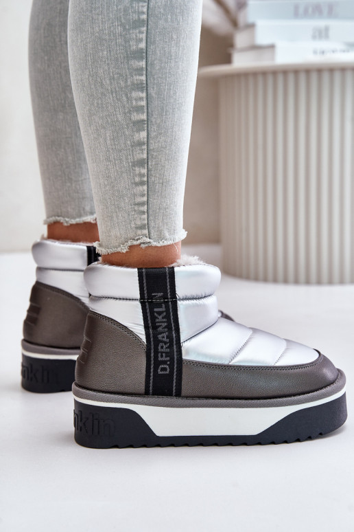 Laag SneeuIn laarzen Op dikke zool D.Franklin DFSH371010 zilvere kleur