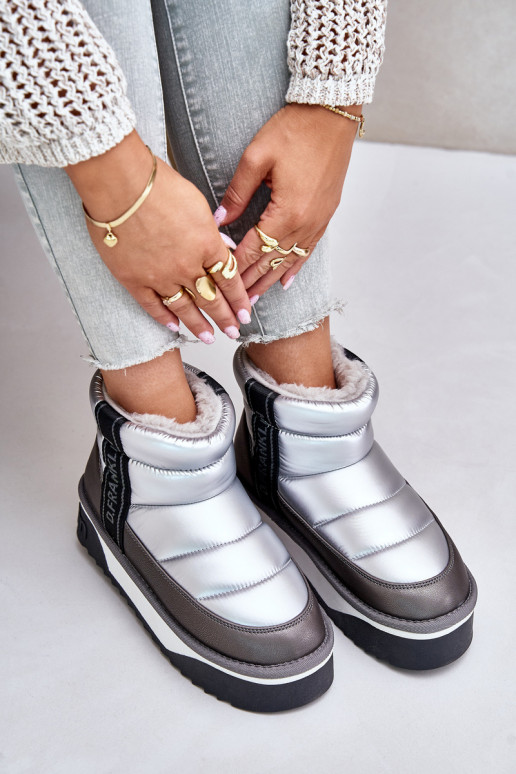 Laag SneeuIn laarzen Op dikke zool D.Franklin DFSH371010 zilvere kleur