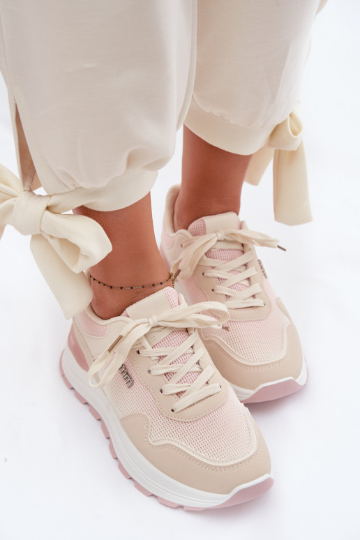 Sneakers model schoenen Dames met platform beige Lelmira