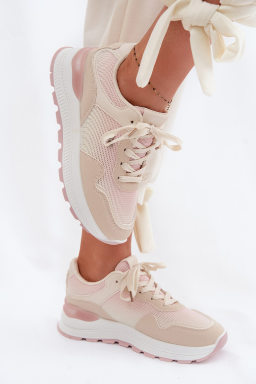 Sneakers model schoenen Dames met platform beige Lelmira