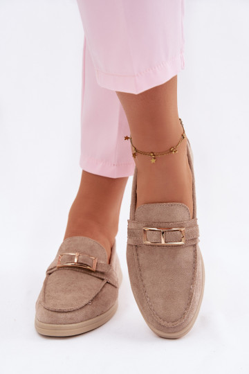 Dames mocassins met gespen in zandkleur Belinae