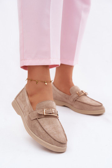 Dames mocassins met gespen in zandkleur Belinae 2