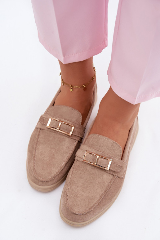 dames mocassins met gespen beige Belinae