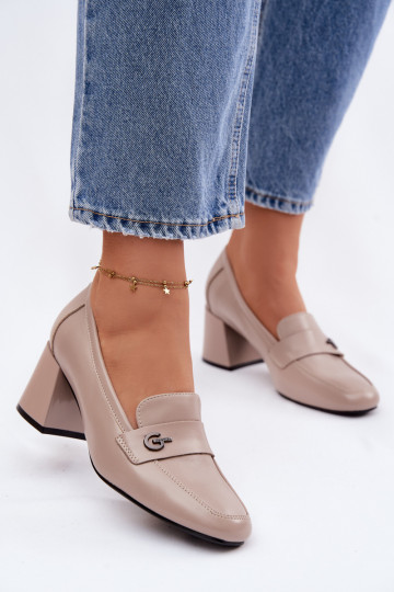 Leer schoenen Dames met hakken Vinceza 18119 beige