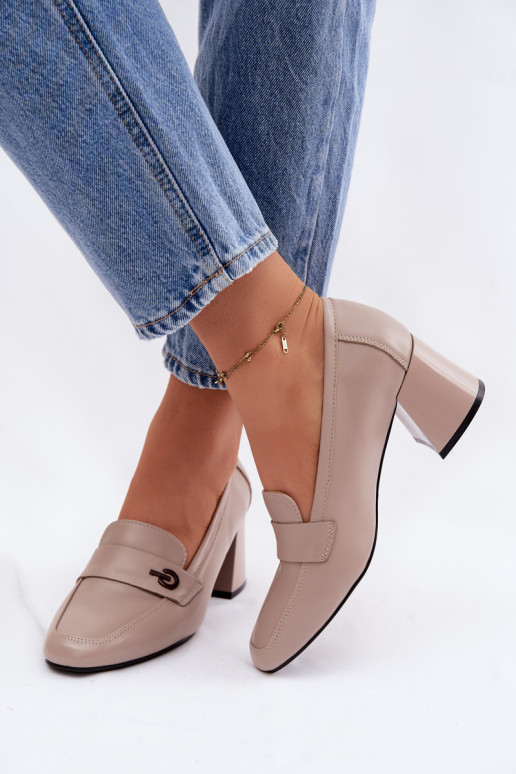 Leer schoenen Dames met hakken Vinceza 18119 beige