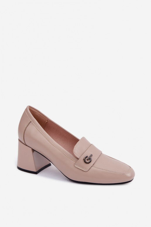 Leer schoenen Dames met hakken Vinceza 18119 beige