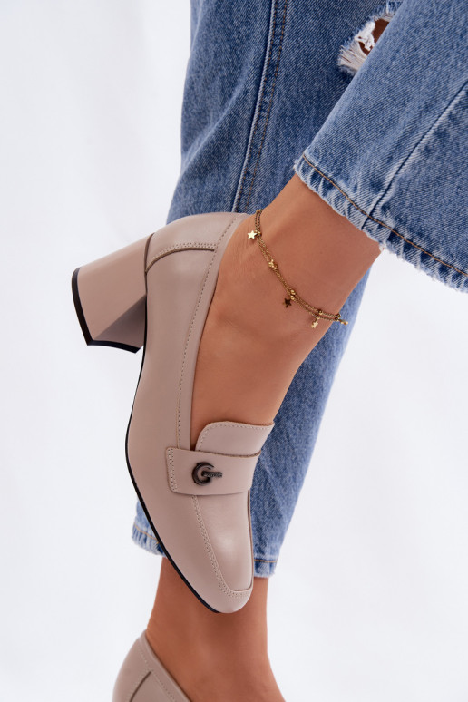 Leer schoenen Dames met hakken Vinceza 18119 beige