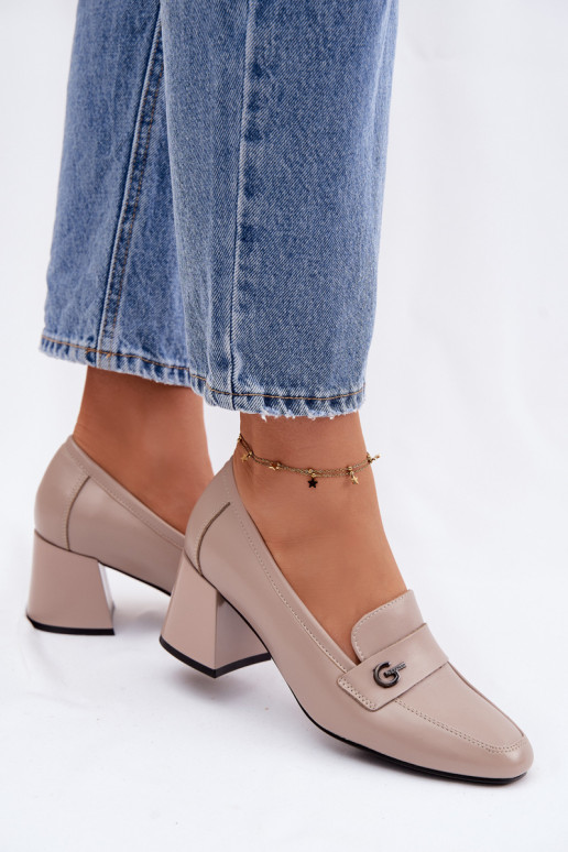 Leer schoenen Dames met hakken Vinceza 18119 beige