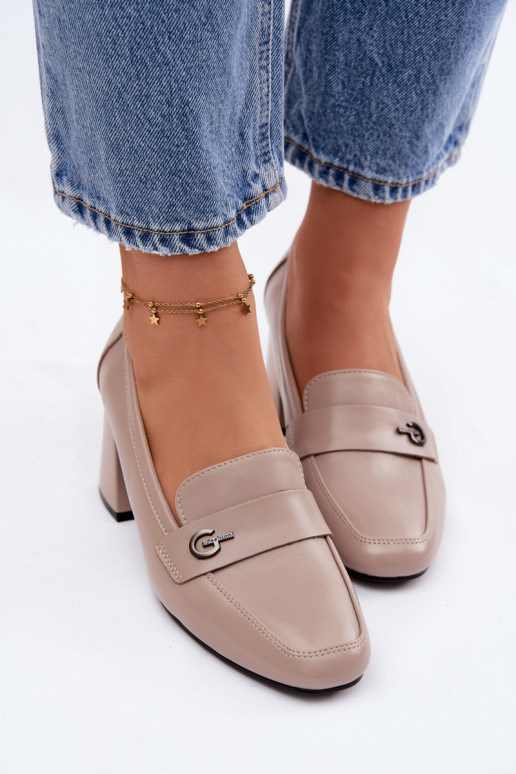 Leer schoenen Dames met hakken Vinceza 18119 beige