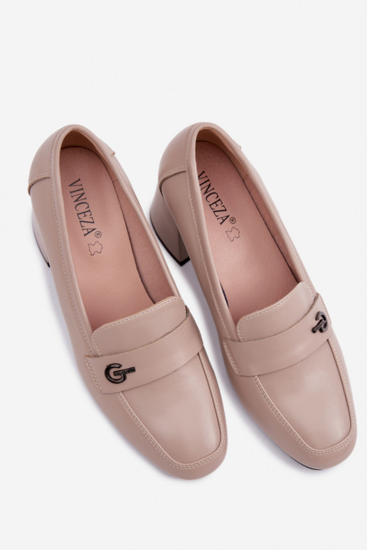 Leer schoenen Dames met hakken Vinceza 18119 beige