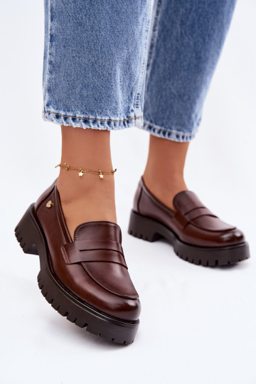 Leer dames mocassins Vinceza 18125 bruine kleur 2